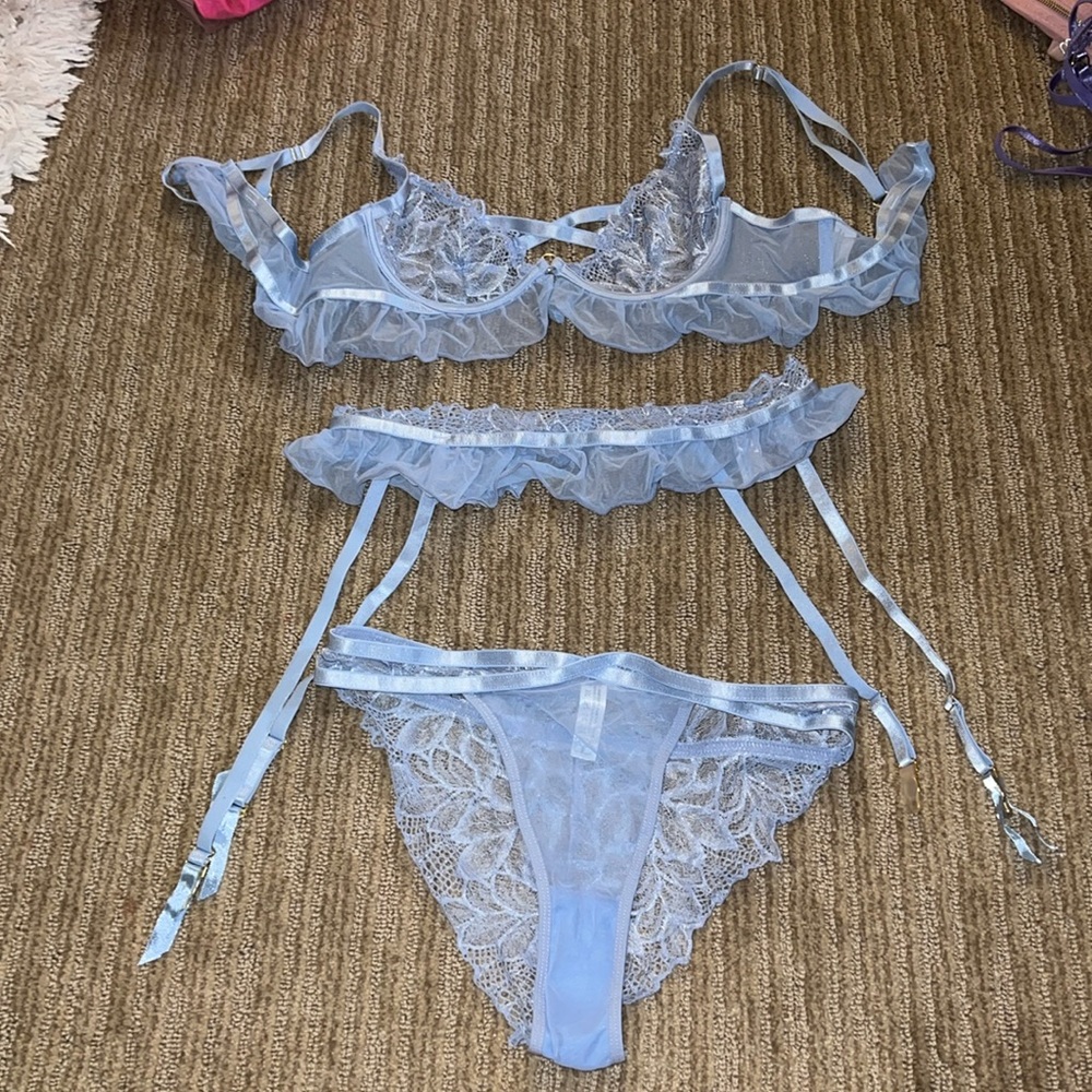 Blue Garter Lingerie Set